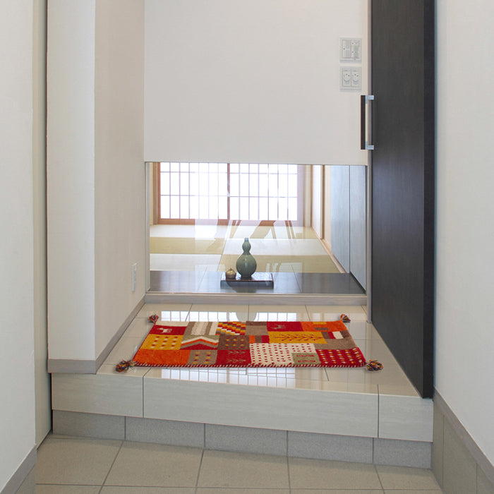 70×120cm 座布団 玄関マット 手織り ウールラグ 70×120 長方形 厚手 ウール 100％ マット ラグ〔8725008400〕