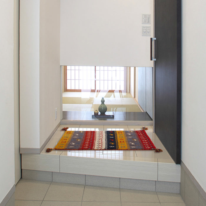 60×90cm 座布団 玄関マット 手織り ウールラグ 60×90 長方形 厚手