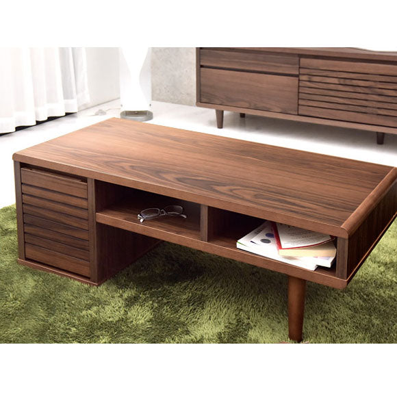 幅105㎝ センターテーブル 完成品 木製 引き出し 北欧 モダン 高級感〔71020042〕