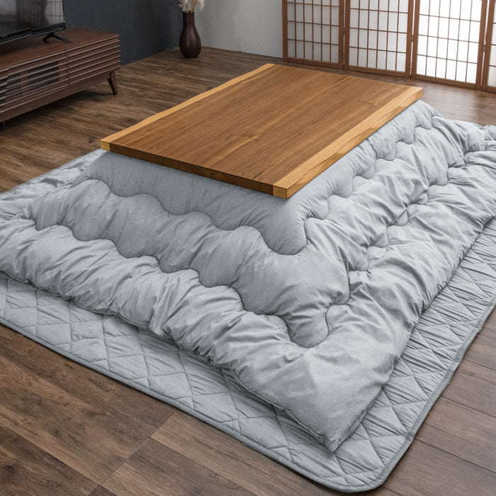 [3点セット] 120×80cmこたつテーブル＋掛け・敷布団 ハロゲンヒーター 手元コントローラー 1年保証〔21300067〕