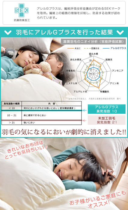 [ダブル] 2枚合わせ 羽毛布団 ホワイトダックダウン85％ CILレッドラベル 立体キルト 300dp以上 抗菌・防臭 日本製 〔10119066〕