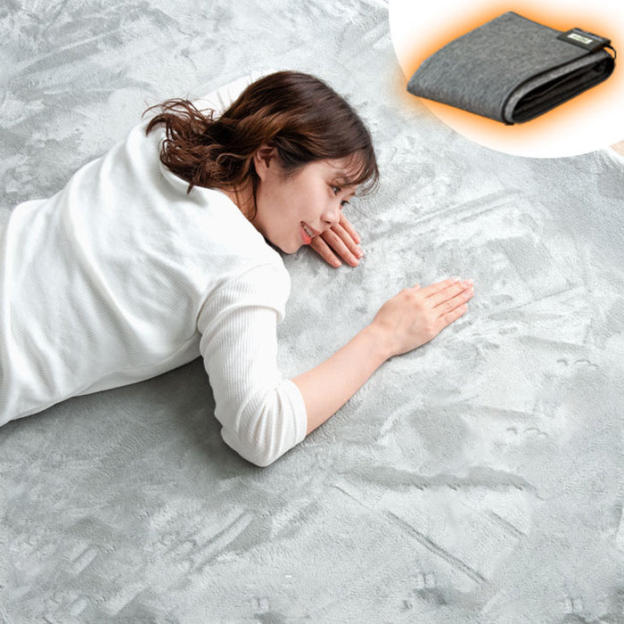 ［3畳用］高反発ラグ ホットカーペット 2点セット 極厚25mm 速暖 遠赤カーボン 滑り止め付 ラグ ラグマット ホットカーペット〔21700041〕