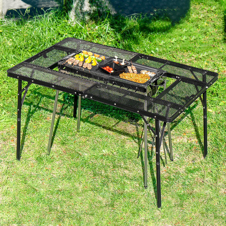 大型グリル 網付き BBQ テーブルセット バーベキューコンロ メッシュテーブル 2点セット BBQコンロ