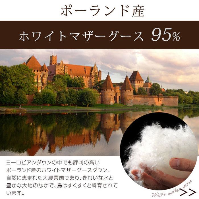 [シングル] 羽毛布団 超増量2.0kg ポーランド産ホワイトマザーグースダウン95% CILブラックラベル 30マスマチ高ボックスキルト 440dp かさ高180mm以上 7年保証 日本製 〔10106438〕
